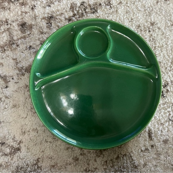 Vintage MCM California Pottery - Set of 3 Green Divided Plates - 10” - Picture 6 of 6